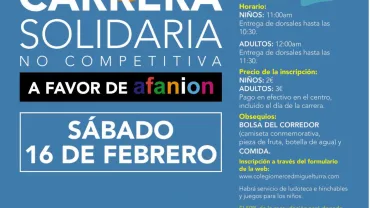 imagen del cartel anunciador de la Carrera Solidaria del 16 de febrero de 2019