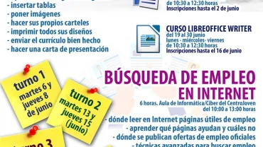 imagen del cartel que publicita los cursos del área de Nuevas Tecnologías del Ayuntamiento de Miguelturra, junio 2017, diseño portal web municipal