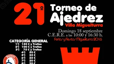 evento imagen del cartel anunciador del torneo de ajedrez de las Fiestas 2016 de Miguelturra