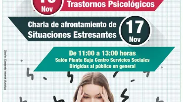 imagen del cartel charla sobre trastornos psicológicos, diseño del cartel Centro de Internet de Miguelturra
