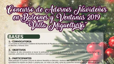 imagen cartel concurrso adornos navideños 2019 Miguelturra, diseño cartel portal web municipal