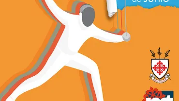 imagen del cartel diseñado por el Centro de Internet de Miguelturra para publicitar el taller de esgrima de junio de 2016