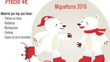 imagen del cartel del taller Navidad sobre Patines, Miguelturra 2016, diseño cartel Centro de Internet