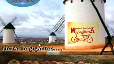 imagen del cartel de la ruta de los Molinos de la Peña Cicloturista de Miguelturra, 20 mayo 2018