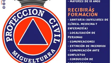 imagen del cartel captación voluntarios y voluntarias Protección Civil Miguelturra, diseño  portal web