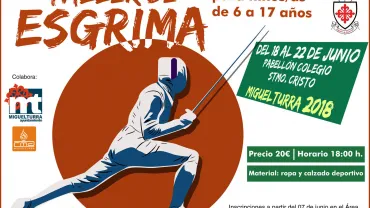 imagen cartel taller de esgrima junio 2018 Ayuntamiento Miguelturra, diseño cartel Centro de Internet