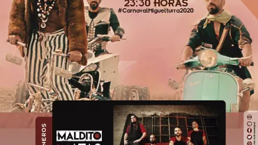 evento imagen del cartel anunciador del concierto de Aslándticos, Carnaval 2020, diseño cartel portal web municipal