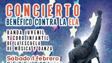 evento imagen del cartel anunciador del concierto benéfico del 1 de febrero de 2020 en Miguelturra, diseño cartel portal web municipal