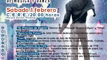 imagen cartel concierto benéfico a favor de la ELA, febrero 2020, diseño cartel portal web municipal