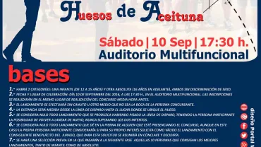 eventos, imagen cartel concurso lanzamiento huesos aceituna, ferias 2016 Miguelturra