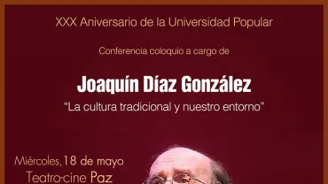 agenda imagen cartel charla coloquio Joaquín Díaz González, mayo 2016, diseño cartel Centro de Internet Miguelturra