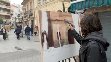 imagen de artista durante el Certamen de Pintura Rápida del pasado año 2018 en Miguelturra