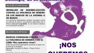 imagen del cartel de los actos del domingo dentro del Día Internacional de la Violencia de Género en Miguelturra 2018