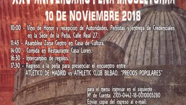 imagen del cartel anunciador de los eventos del 25 aniversario de la Peña Athlétic Club Bilbao de Miguelturra