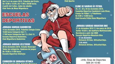 imagen cartel actividades deportivas Navidad 2018 Miguelturra, diseño cartel Centro de Internet