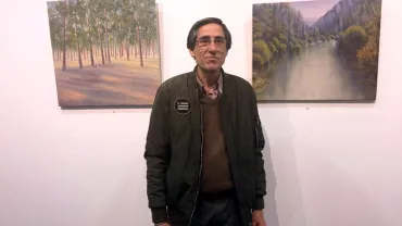 imagen de Julián Peco en la inauguración de la exposición, mayo 2017