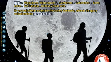 evento imagen del cartel anunciador de la ruta nocturna del 28 de julio, diseño del cartel portal web www.miguelturra.es