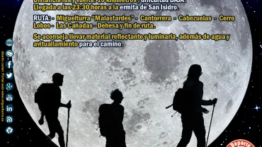 imagen del cartel de la ruta nocturna del 28 de julio de 2018, diseño cartel portal web www.miguelturra.es