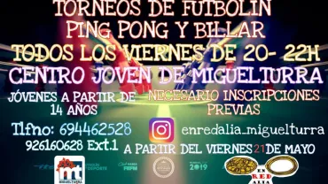 evento imagen del cartel de torneos de verano en el centro joven