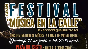 imagen del cartel anunciador del Gran Festival Música en la Calle, junio 2021, diseño portal web municipal
