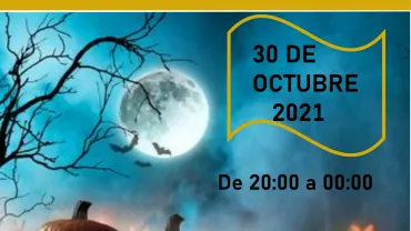 imagen cartel taller maquillaje de Halloween, octubre 2021