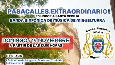 imagen del cartel del pasacalles de la Banda Sinfónica Municipal, noviembre de 2021, diseño portal web municipal