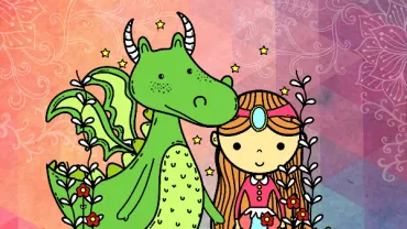 dragón y princesa, dibujo