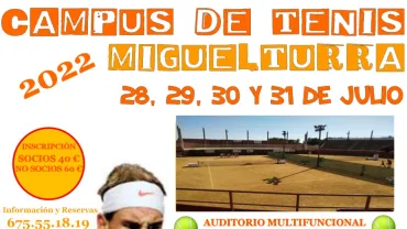 imagen cartel Campus de Tenis Miguelturra, julio 2022