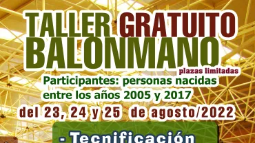 curso taller de balonmano, agosto 2022, diseño portal web www.miguelturra.es