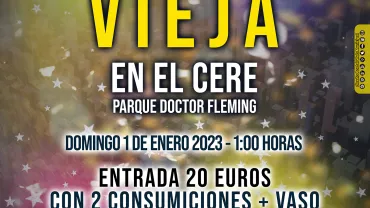 cartel fiesta año nuevo 2023 en el CERE, diseño portal web municipal
