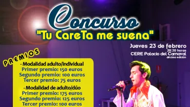 cartel concurso Tu Careta me suena Carnaval 2023 Miguelturra, diseño portal web municipal