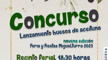 cartel concurso lanzamiento huesos de aceituna, ferias 2023