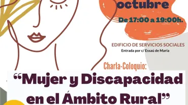 Cartel charla Mujer, discapacidad y mundo rural, Miguelturra octubre de 2023