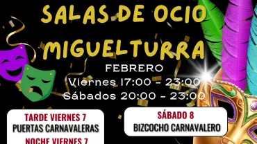 Programación salas de ocio, centro joven, Miguelturra febrero 2025