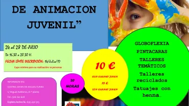 Imagen del cartel del curso de Recursos de Animacion Juvenil, julio 2017