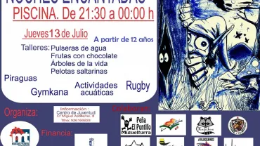 imagen cartel Vuelven las Noches Encantadas de Conocerte a la piscina municipal, julio 2017