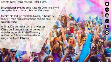 evento imagen del cartel actualizado anunciador de la Carrera de Polvos de Colores, Ferias y Fiestas Miguelturra 2019