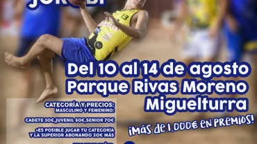 evento imagen del cartel del torneo de balonmano playa Miguelturra, agosto 2018