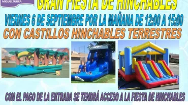 evento imagen cartel fiesta hinchables terrestres en la Piscina Municipal especial Ferias 2019