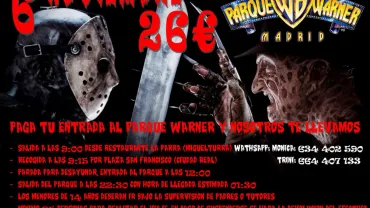 evento imagen cartel excursión al Parque Temático Warner de Madrid, 6 de noviembre 2016