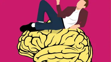 evento imagen de la silueta de un joven sobre un cerebro, vectorial