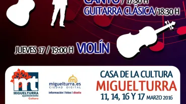 agenda imagen cartel que publicita los conciertos del alumnado de la Escuela de Música de Miguelturra, marzo 2016