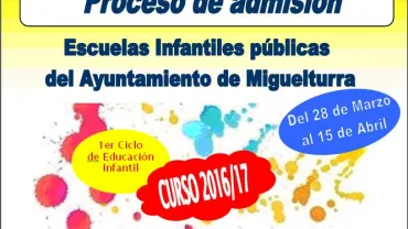 evento imagen información admisión Escuelas Infantiles 2016-2017