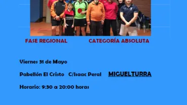 evento imagen cartel Máster Interprovincial de tenis de mesa, memorial Emilio Benito, mayo 2019