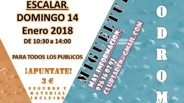 evento imagen cartel jornada puertas abiertas rocódromo Miguelturra, enero 2018