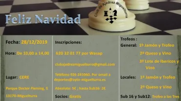 evento imagen cartel anunciador Torneo de Ajedrez de Navidad 2019 en Miguelturra