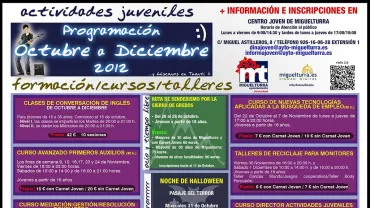 imagen cartel actividades juventud hasta dic 2012