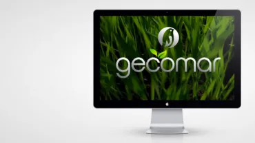 imagen logotipo de Gecomar en una pantalla lcd