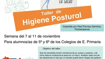 imagen del cartel taller higiene postural, noviembre 2016, diseño cartel Centro de Internet