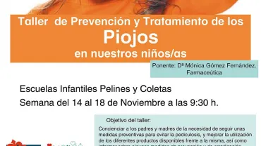 imagen del cartel de los talleres de tratatamiento y prevención de los piojos, diseño cartel Centro de Internet, noviembre 2016